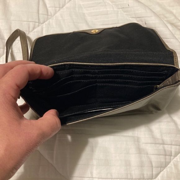 Coach Ashley Metallic Bronze Large Clutch Magnetic Flap Wristlet - Leather - EUC - Picture 4 of 10